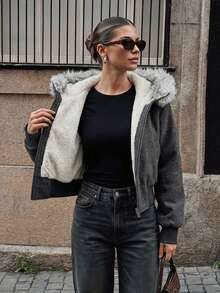 DAZY Women's Korean Style Casual Long Sleeve Padded Coat - Grey - View 6