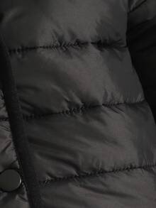 SHEIN Infant (Boy) Winter New Style Padded Thick Thermal Lined Padded Coat With Zipper, Winter Padded Coat, Outdoor Wear - Black - View 8