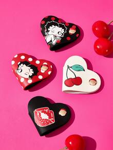 Betty Boop x SHEIN Retro Cartoon Heart Leather Cable Organizer Set Of 4, Snap-Button Design For Earphone & Cable Storage, Anti-Tangle Desk Tidy - Multicolor - View 2