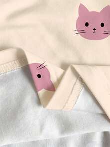SHEIN Vintaside Kids 4件組女嬰卡通印花T恤與長褲套裝 拍照用 黑色米白色 秋季可愛 Daddy's Girl - 彩色 - 查看 6