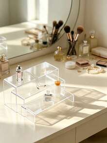 3/4/5-Piece Acrylic Display Stand Set, Clear Organizer For Collectibles, Desserts, Figurines, Cupcake & Candy Sticks, Rectangular Layered Desktop Shelf For Home, Kitchen, Office, Dorm Storage & Decoration - transparent color - View 4