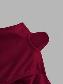 SHEIN Girlism 青少年女孩簡約舒適抓皺下擺抹胸式內衣 - 酒紅色 - 查看 6