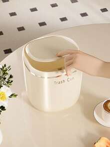 1 Lidded Storage Box, Mini Desktop Trash Can. Suitable For Desktops, Bedside Tables, Bedrooms And Office Desks As A Wastebasket. Features One-Touch Lid Opening Design. Simple Nordic-Style Waste Storage Box For Students, Ideal For Homes And Offices. - multicolor - View 4