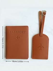 2Pcs/Set Travel Essentials Set – Personalized Synthetic Leather Passport Holder & Luggage Tag, Foldable Lightweight Snap Closure, Perfect For Vacation, Outing, Gift For Travelers - Multicolor - View 3