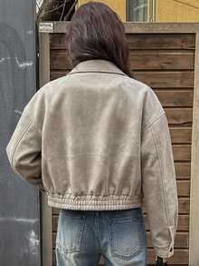 DAZY Spring New Vintage Leather Jacket, Short Style, Regular Fit, Suitable For Valentine's Day - White - View 2