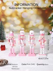 3-4pcs/Set 13cm Nutcracker Hanging Ornaments, Nutcracker Soldier Christmas Tree Pendants, Creative Wooden Puppet Soldier Christmas Decorations, Home Holiday Decor, Suitable For Christmas Party, Holiday Decor, Home Decor, Party Favors, Room Decor - Multicolor - View 14