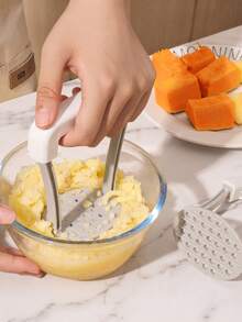 1PC Potato Masher With Non-Slip Plastic Handle, Mashing Plate Manual Food Press, Labor-Saving Kitchen Tool For Mashed Potato Pumpkin Vegetable Puree, Easy Clean Dishwasher Cooking Gadget - Multicolor - View 2