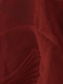 BELROSIE 優雅百搭時尚通勤度假休閒老錢風慵懶紋理亞麻感無袖精緻條紋圓領傘擺上衣搭配寬鬆百褶設計寬腿長褲兩件套 - 酒紅色 - 查看 7