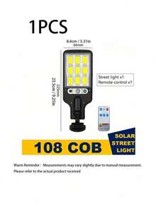 1/2/4/6PCS Solar 108COB Outdoor Wall Light Human Motion Sensor Street Light, 1200MAH,120 ° Wide-Angle Spotlight, With Remote Controller, Automatic Dusk Lighting, Waterproof, Durable, Very Suitable For Wall, Porch, Shed, Garage - Multicolor - White Light - View 12