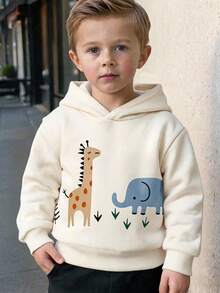 Young Boy Casual Minimalist Pattern Hooded Long Sleeve Sweatshirt Suitable For Autumn/Winter Vacation Matching Set Graphic Cute Comfortable Squishy - Multicolor - View 6