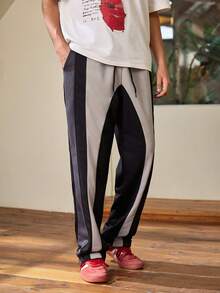 Whitmere Men's Casual Patchwork Contrast Color Pants - Black - View 5