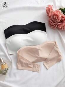 SHEIN 優雅舒適女款無縫抹胸內衣 3 件組 - 彩色 - 查看 3