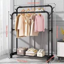 Freestanding Double-Rod Multi-Functional Bedroom Garment Rack, Metal Clothes Organizer & Black Rolling Clothing Rack With Casters For Bedroom Storage, Clothing Display & Minimalist Decor - Multicolor - View 6