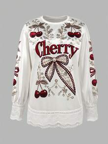 Resyla Women's Letter Print Casual Daily Long Sleeve Top - White - View 3