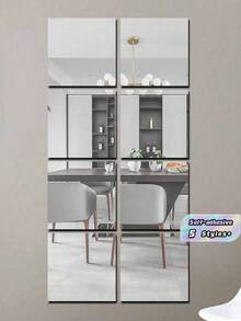 Mirror Wall Stickers, Full Length Mirror For Home, Bedroom, Self-Adhesive Soft Mirror, Acrylic Material, Unbreakable, Best Gift For Birthday, Graduation, Back To School, Room Decor, Study Supplies - multicolor - View 1