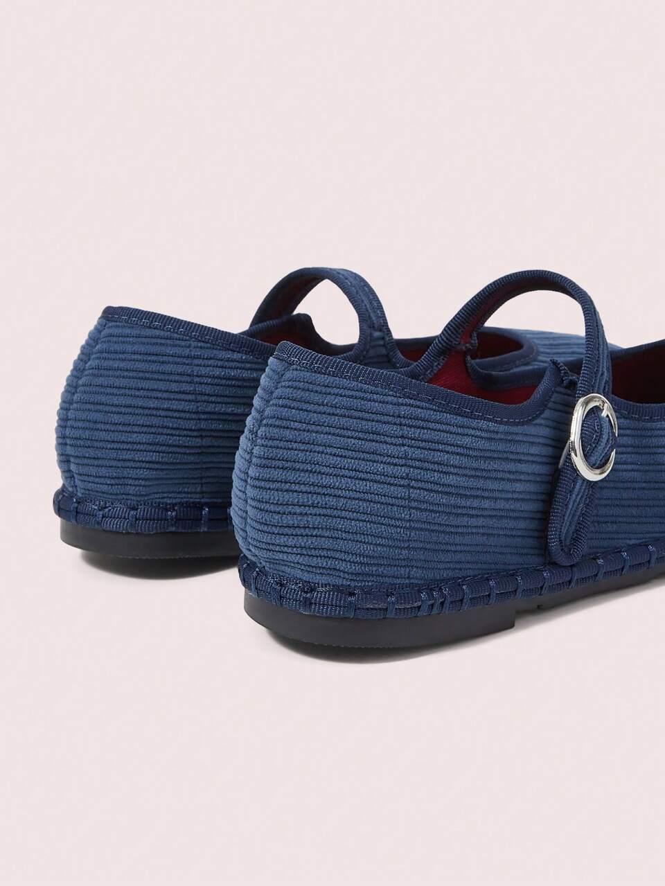 CUCCOO DOLLMOD Women's Shoes Round Toe With Cute And Comfortable Blue Corduroy Fashion Mary Jane Flat Shoes
