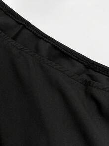 SHEIN Elenzya 大码斜领挂脖扎染印花衬衫 - 黑色 - 查看 8