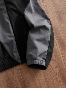 SWAVVY Men's Autumn Casual Colorblock Patchwork Jacket - Black - View 5