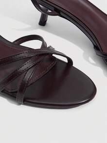 CUCCOO SZL 女款 5.5CM 尖頭棕色踝帶小貓跟鞋，性感百搭優雅，適合日常通勤/派對/約會/宴會 - 鏽棕色 - 查看 10