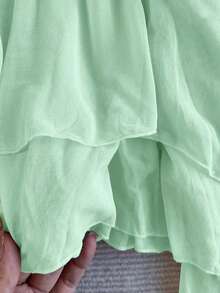 IslaSuriya Women's Asymmetric Hem Ribbon Trim Halter Neck Top - Green - View 3