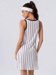 Loungeista Women's Striped Letter Print American Style Cool Tank Top Nightgown, All-Season Loungewear - White - View 2