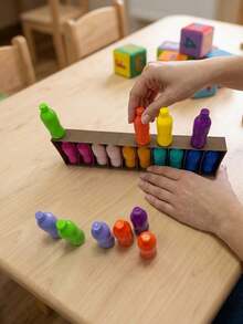 MINKOJA 21 pièces Jeu de plateau de défi de mémoire de bouteilles colorées, un jeu d'association sur la pensée, l'entraînement de l'éveil de la pensée et de la mémoire, convient pour les fêtes familiales, les compétitions de mémoire, très bon cadeau de Noël, d'Halloween et de diverses fêtes - Multicolore - Voir 4