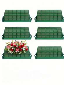 4件/6件組方形泡沫花托壁飾掛盒 長方形花藝架 桌上中心裝飾品 適用婚禮、聖誕派對、居家花園室內裝飾 耐用禮品 - 綠色 - 查看 2