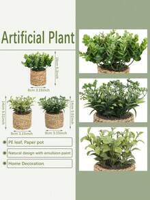 3件組 PE藤編大號人造盆栽植物 仿真草堆 綠色 家用桌面 辦公室 宿舍 派對 婚禮 畢業季 春夏中心裝飾 花園廚房裝飾 - 3pcs - 查看 4