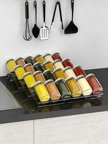 4Pcs Spice Drawer Organizer, Clear Plastic Tilted Design Multi-Size For Cabinet Counter, Modern Kitchen Storage Rack Bins - Multicolor - View 3