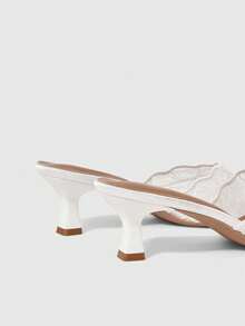 Sleekvia Summer New Belt Wear High-Heeled Women's Slippers - White - View 4