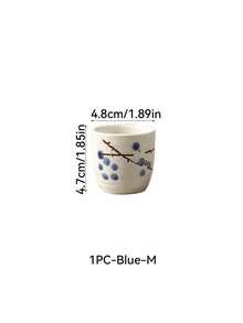 Cirelle 1個日式陶瓷茶杯，手繪花卉瓷杯無把手，傳統清酒杯 - 彩色 - 查看 8
