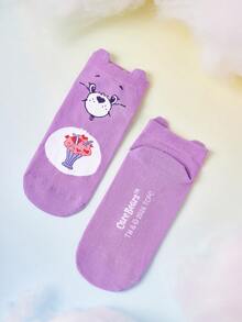 SHEIN X Care Bears 女款 3雙裝 卡通可愛透氣柔軟短襪 - 雜色 - 查看 3