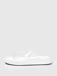 HighSole 春夏新款女款露趾厚底增高涼鞋，適合購物、海邊度假 - 透明白色 - 查看 2