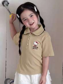 Dazy Kids HELLO KITTY | DAZY 女童休閒短袖翻領套頭T恤，KT貓咪印花 - 粉色 - 查看 8
