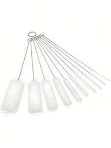 10 Pack Stainless Steel Straw Cleaning Brushes Reusable Durable Extra Long Flexible Nylon Bristles For Glass Silicone Metal Water Bottles Multipurpose Friendly Gift - White - View 7