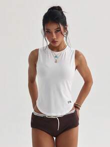 Dewbera Dewbera Cut Out Back Batwing Sleeve Sports Tee Gym Topworkout Tank Top - White - View 3