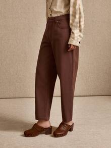 lacRébo Women's Straight Leg Loose Casual Versatile Denim Jeans With Pockets - Brown - View 5