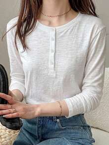 Livesso 夏秋款女式寬鬆商務休閒時尚辦公通勤白色內搭POLO恤衫T恤 - 白色 - 查看 8