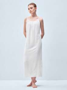 Softvol 2026 Backless Women's Dress Beach Sexy Nightgown Dress Women's White Dress Women's Summer Clothing Women's Wear Summer Casual Spaghetti Strap Dress Women's Homewear Elegant Women's Dress Sun Dress Spaghetti Strap Dress Pleated Skirt Women's Pajamas Y2K Dresses For Women - White - View 5