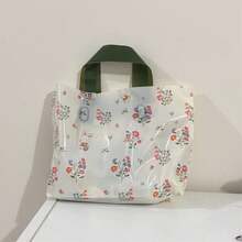 50/20pcs Thick Plastic Gift Bags With Rabbit & Flower Pattern, Reusable Large Grocery Shopping Bags, Birthday Surprise Gift Packaging. Matte Finish Tote Bags, Elegant Portable Handheld Design, Create A Ceremonial - apricot - View 5