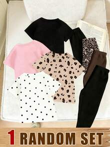(1 Random Item From 4)Summer Autumn Girls Creative Refreshing Leopard Print Black Bow Nine-Grid Leopard Gradient Heart Kawaii White Cat Pattern - Multicolor - View 2