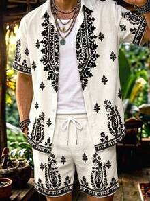 Alderstead Set Kemeja dan Celana Pendek Pria Motif Vintage - MultiWarna - View 5