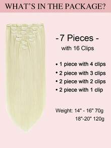 Clip In Hair Extensions Real Human Hair, Remy Human Hair Extensions Clip Ins For Women, Natural Human Hair, 70-120g 7Pcs - S60 - View 4