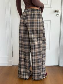 Aloruh Women's Casual Loose Plaid Straight Leg Pants - Multicolor - View 2