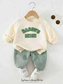Cozy Pixies 新生兒可愛套裝 字母刺繡 DADDY'S MINI 休閒日常穿搭 秋冬款 - 薄荷綠 - 查看 1