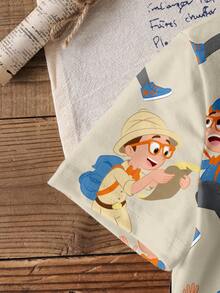 Blippi X SHEIN Young Boy Summer Casual Cartoon Print T-Shirt - White - View 6