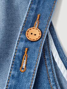 LUMIGAL Cold Shoulder Adjustable Strap Loose Washed Boho Denim Jumpsuit, Suitable For Daily Commute, Outings, Gatherings And Other Occasions - Blue - View 6