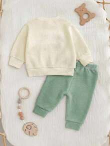 Cozy Pixies 新生兒可愛套裝 字母刺繡 DADDY'S MINI 休閒日常穿搭 秋冬款 - 薄荷綠 - 查看 2
