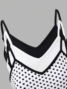 SHEIN Tween Girl Knit Solid Color Polka Dot Camisole Bra 3 Pieces Set - Multicolor - View 3