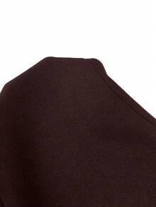 SHEIN BAE Women's Solid Color Lapel Neck Long Sleeve Jacket And Skirt Elegant 2 Pieces Set - Coffee Brown - View 9